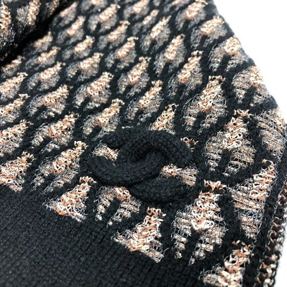CHANEL Total Pattern CC Mark Apparel accessories Scarf Cashmere Black - Picture 11 of 15